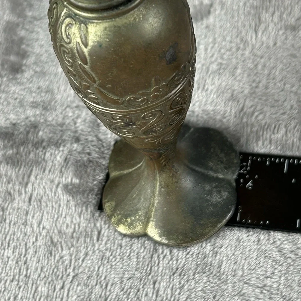 Vintage Metal Salt & Pepper Shakers Heavy Patina Made In Occupied Japan Heavy
